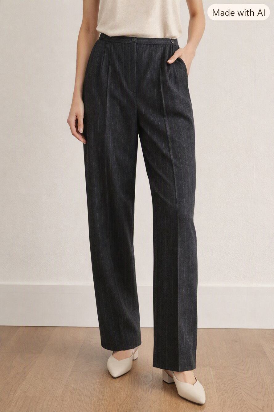 Vtg Harvé Benard Petites Wool Pinstripe Trousers 6P High Rise Pleated Gray Pants
